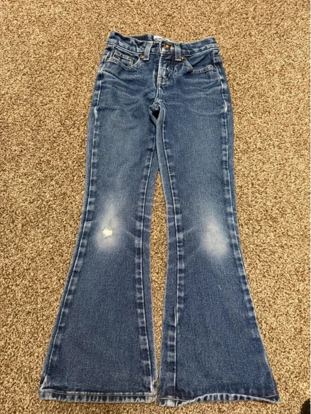 Vintage Limited Too Girls 8 Slim Flare Jeans Y2K Distressed Medium Wash Denim